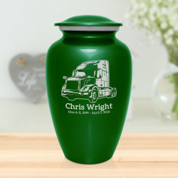 Semi Truck II Cremation Urn - Shamrock Green