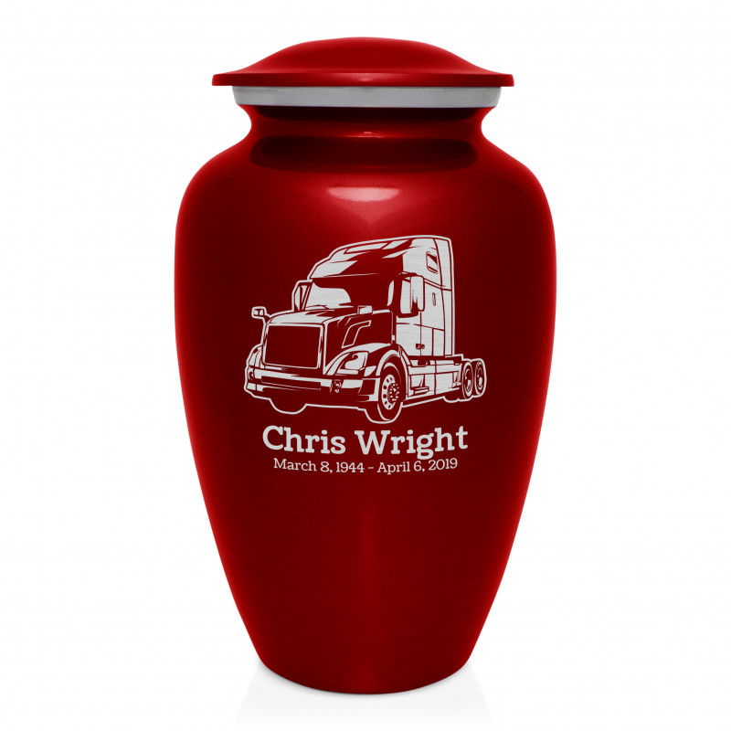 Semi Truck II Cremation Urn - Ruby Red