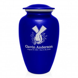 Marijuana Holding Hands Cremation Urn - Midnight Blue