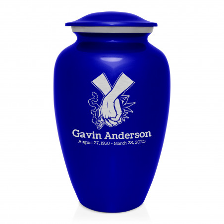 Marijuana Holding Hands Cremation Urn - Midnight Blue
