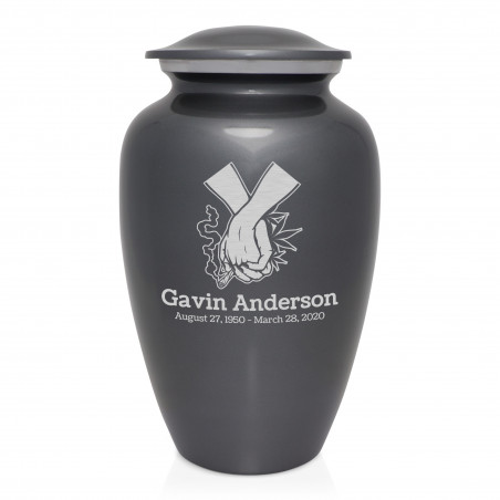Marijuana Holding Hands Cremation Urn - Gunmetal Gray