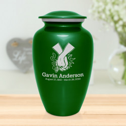 Marijuana Holding Hands Cremation Urn - Shamrock Green