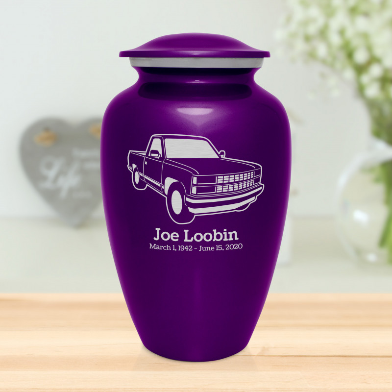 Truck V Cremation Urn - Purple Luster