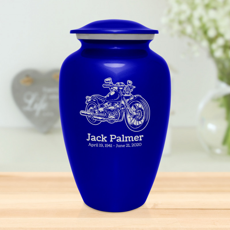 Motorcycle II Cremation Urn - Midnight Blue