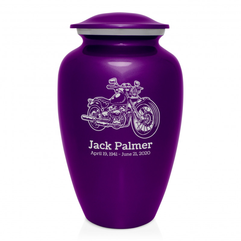 Motorcycle II Cremation Urn - Purple Luster