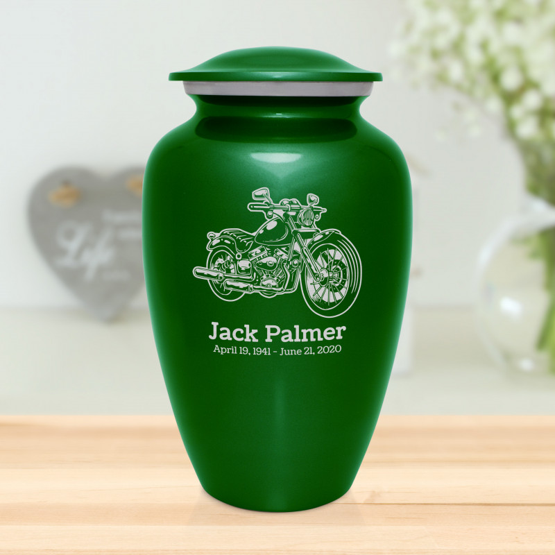 Motorcycle II Cremation Urn - Shamrock Green