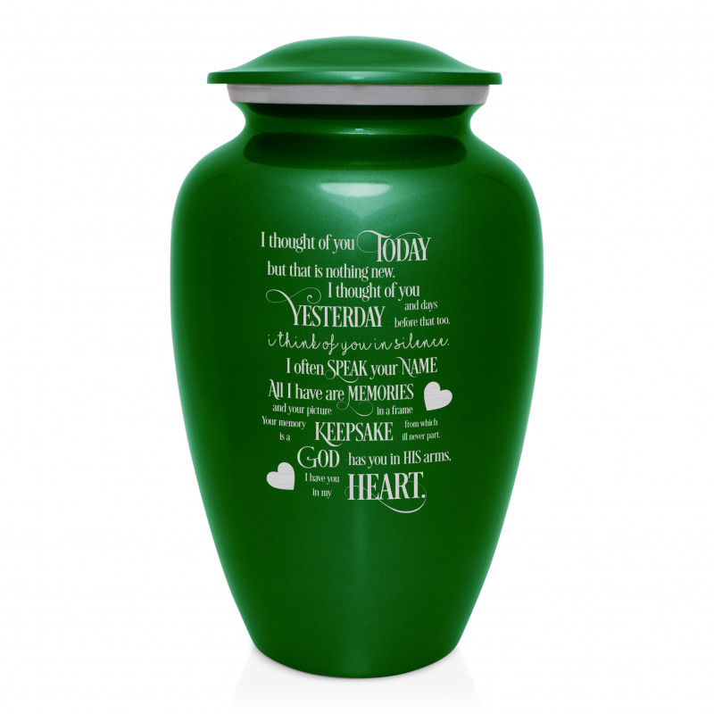 I Thought Of You Today Cremation Urn - Shamrock Green