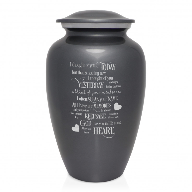I Thought Of You Today Cremation Urn - Gunmetal Gray
