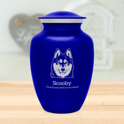 Large Husky Dog Cremation Urn - Midnight Blue