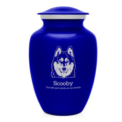 Large Husky Dog Cremation Urn - Midnight Blue