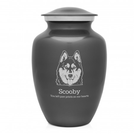 Large Husky Dog Cremation Urn - Gunmetal Gray