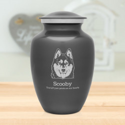 Large Husky Dog Cremation Urn - Gunmetal Gray