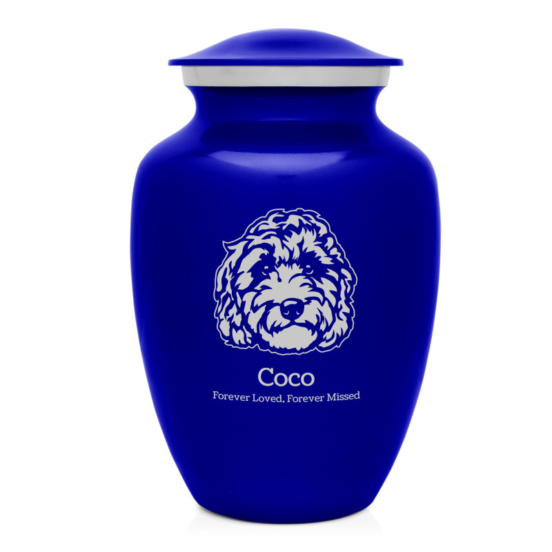 Large Labradoodle Dog Cremation Urn - Midnight Blue