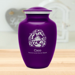 Large Labradoodle Dog Cremation Urn - Purple Luster