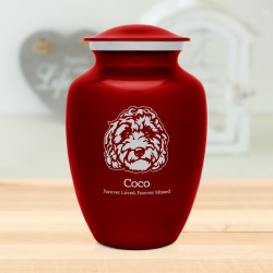 Large Labradoodle Dog Cremation Urn - Ruby Red