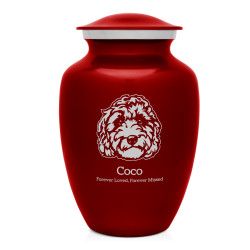 Large Labradoodle Dog Cremation Urn - Ruby Red