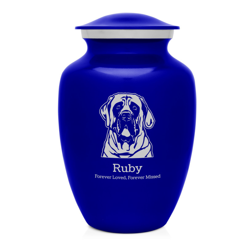 Large English Mastiff Dog Cremation Urn - Midnight Blue