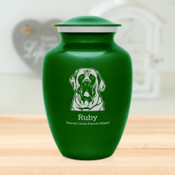 Large English Mastiff Dog Cremation Urn - Shamrock Green