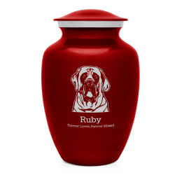 Large English Mastiff Dog Cremation Urn - Ruby Red