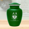 Small Husky Dog Cremation Urn - Shamrock Green