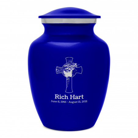 Jesus Crucifix Sharing Urn - Midnight Blue