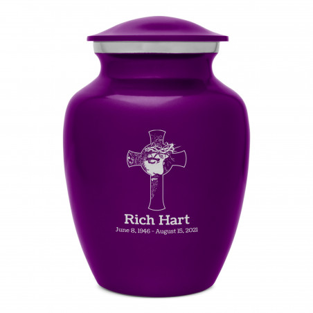 Jesus Crucifix Sharing Urn - Purple Luster