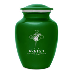 Jesus Crucifix Sharing Urn - Shamrock Green