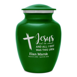 Jesus Took The Wheel Sharing Urn - Shamrock Green