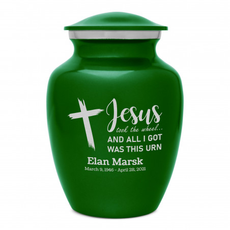 Jesus Took The Wheel Sharing Urn - Shamrock Green