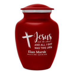 Jesus Took The Wheel Sharing Urn - Ruby Red