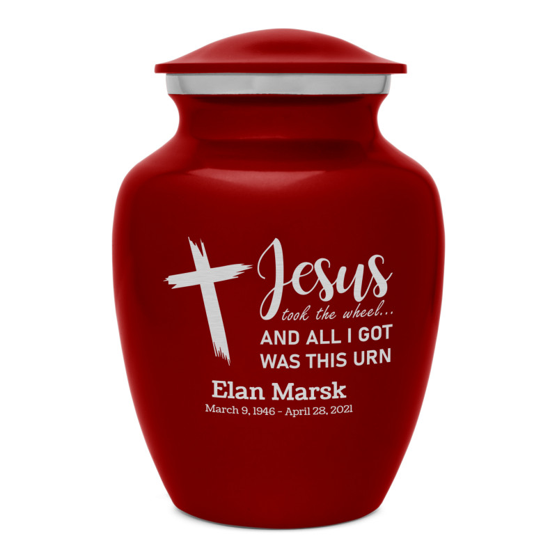 Jesus Took The Wheel Sharing Urn - Ruby Red