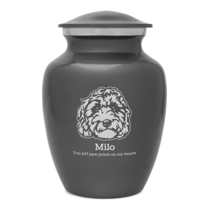 Small Labradoodle Dog Cremation Urn - Gunmetal Gray