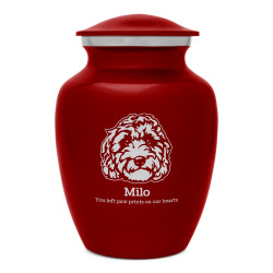 Small Labradoodle Dog Cremation Urn - Ruby Red