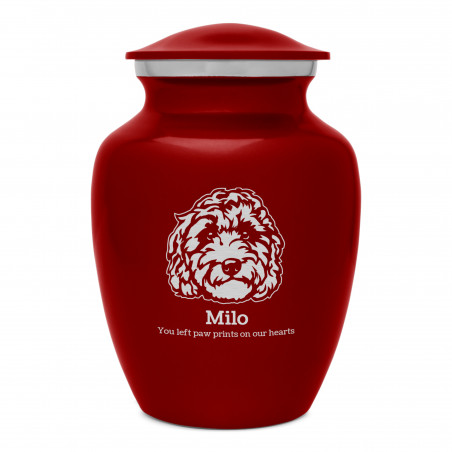 Small Labradoodle Dog Cremation Urn - Ruby Red