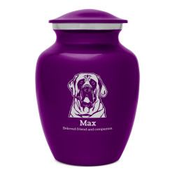Small English Mastiff Dog Cremation Urn - Purple Luster