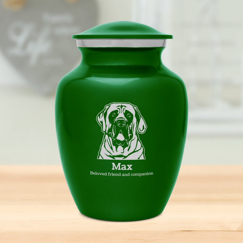 Small English Mastiff Dog Cremation Urn - Shamrock Green