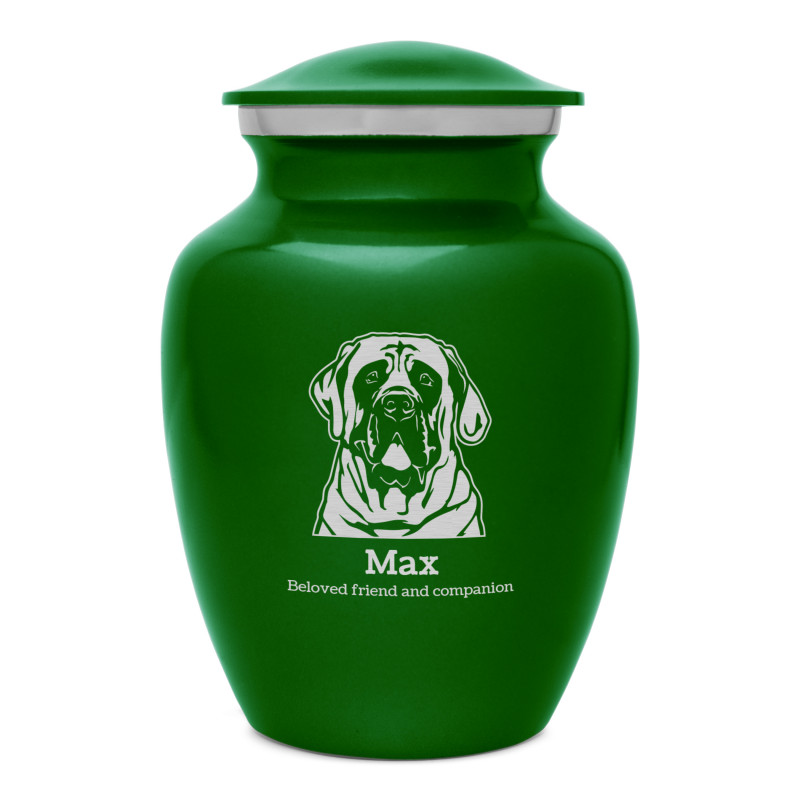 Small English Mastiff Dog Cremation Urn - Shamrock Green