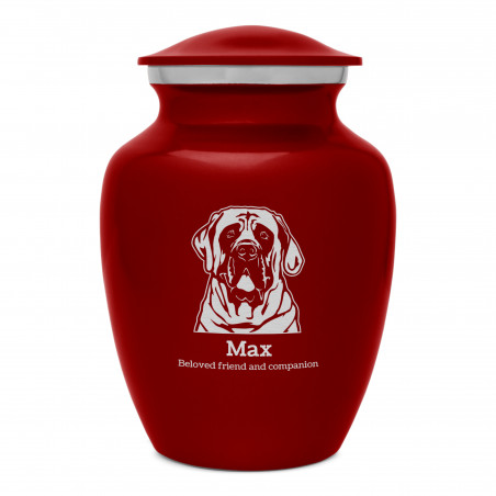 Small English Mastiff Dog Cremation Urn - Ruby Red