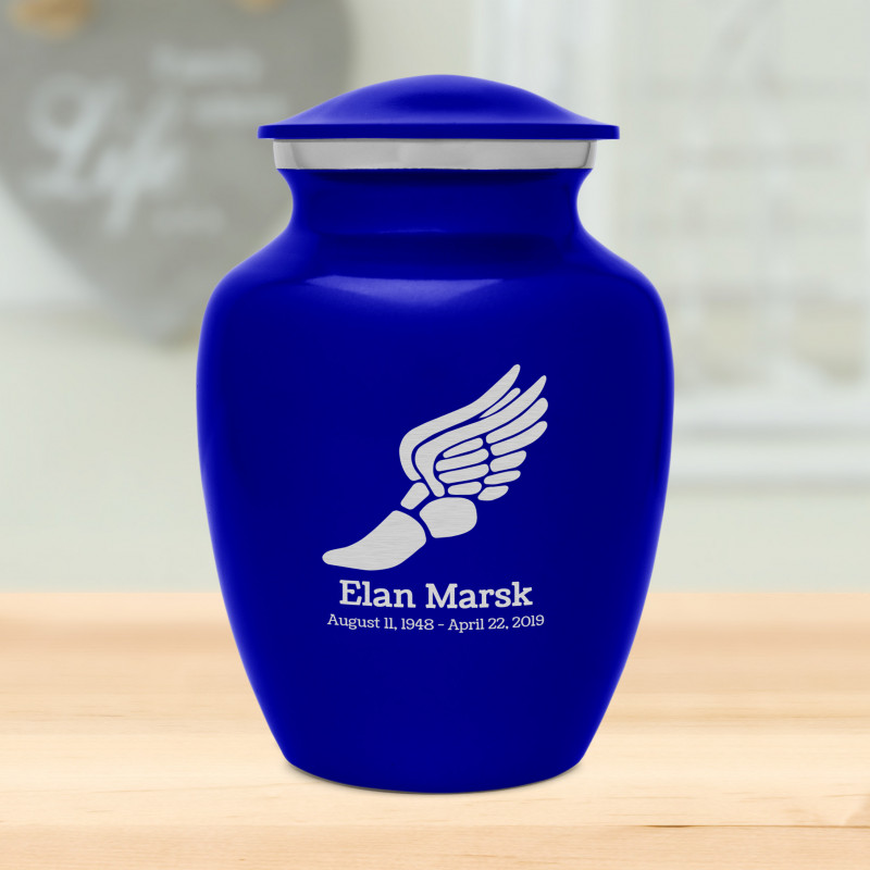 Winged Foot Running Sharing Urn - Midnight Blue