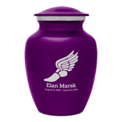 Winged Foot Running Sharing Urn - Purple Luster