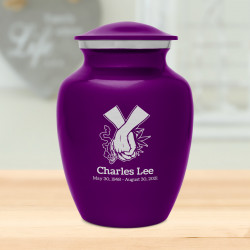 Marijuana Holding Hands Sharing Urn - Purple Luster