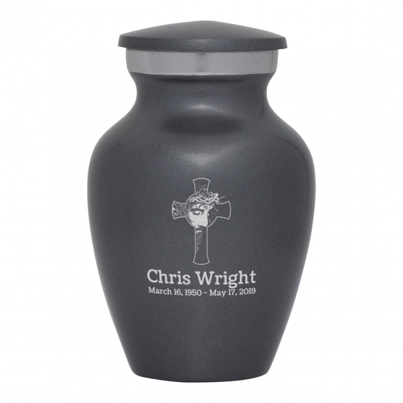 Jesus Crucifix Keepsake Urn - Gunmetal Gray