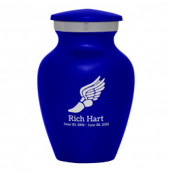 Winged Foot Running Keepsake Urn - Midnight Blue