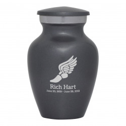 Winged Foot Running Keepsake Urn - Gunmetal Gray