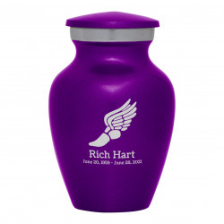 Winged Foot Running Keepsake Urn - Purple Luster