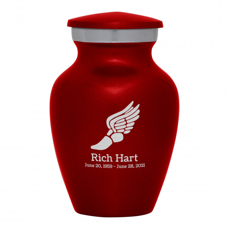 Winged Foot Running Keepsake Urn - Ruby Red