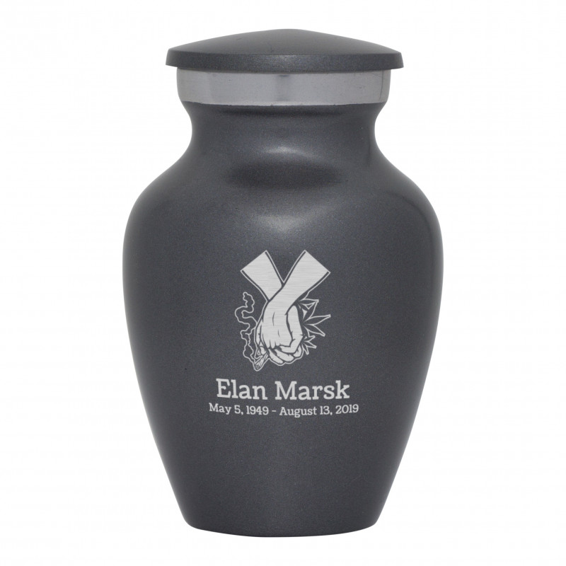 Marijuana Holding Hands Keepsake Urn - Gunmetal Gray