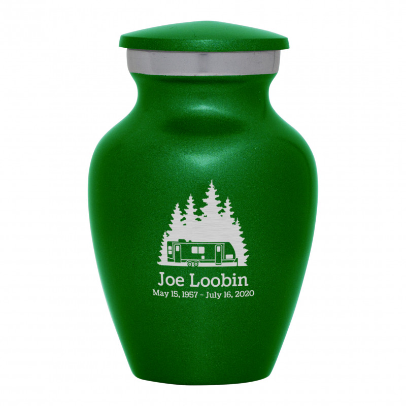 Travel Trailer Camper Keepsake Urn - Shamrock Green