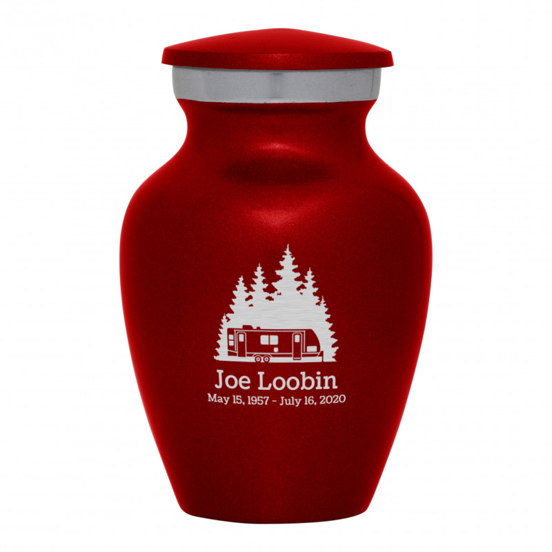 Travel Trailer Camper Keepsake Urn - Ruby Red