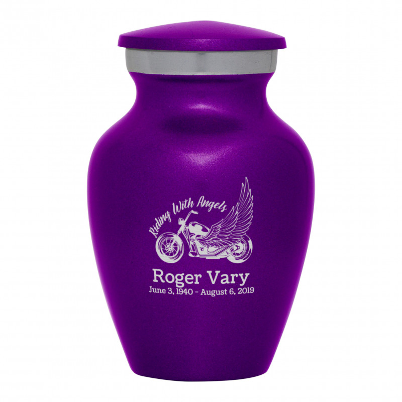 Riding with Angels Motorcycle Keepsake Urn - Purple Luster